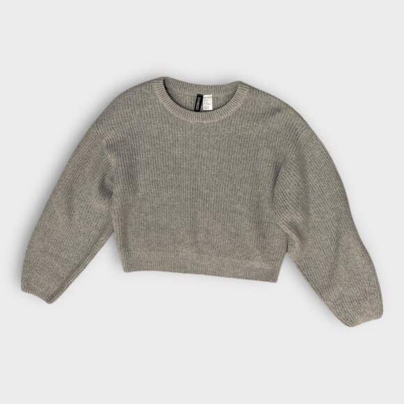H&M Heather Gray Knit Cropped Sweater - Medium - Picture 2 of 5